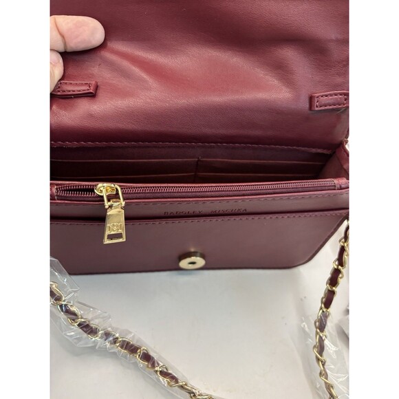 Nwt Badgley Mischka Wine Pleated Vegan Leather Small  Cross Body Bag - Picture 4 of 6